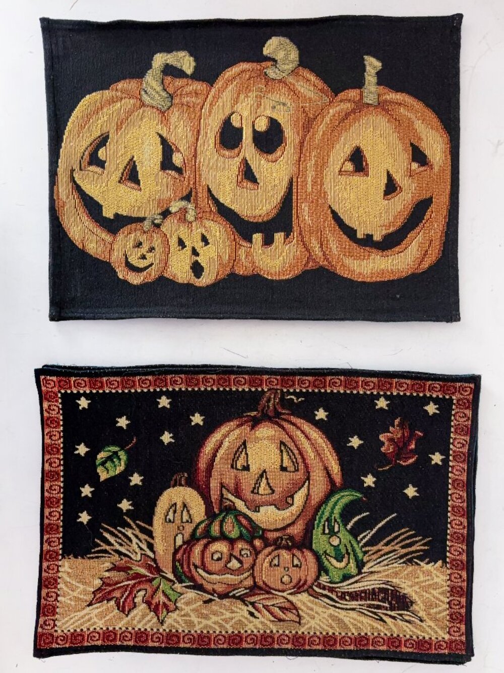 VTG Halloween Placemats Tapestry Jack-O-Lantern Pumpkins Set of 5 (2 Designs)